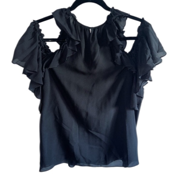 Rebecca Taylor Ruffle Silk Tank Top Black Size 12 Retail $250 Feminine - Picture 4 of 12